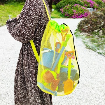 ✨寶貝優選✨沙灘包 兒童戲水沙灘網袋 海邊挖沙工具 鏟子套裝 戶外游泳玩具 收納袋