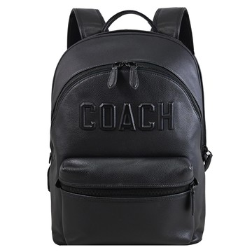 COACH CV928 CHARTER 立體LOGO雙層雙拉鍊商旅後背包.黑