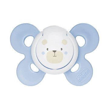 chicco 舒適哺乳 機能型矽膠安撫奶嘴 小  0-6個月  天藍熊  1個