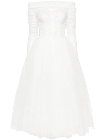 Ana Radu - corset tulle midi dress - women - Polyester - XL - White