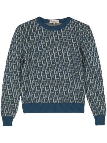 Christian Dior Pre-Owned - 1990-2000s Trotter wool jumper - women - Wool - M - Blue