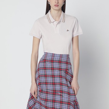 Ash-lilac cotton polo shirt