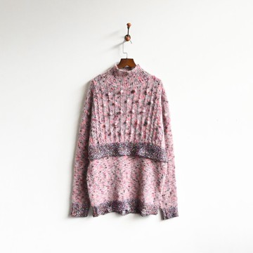 【蛋植物古著】星梅雪點立體編織金蔥古著毛衣