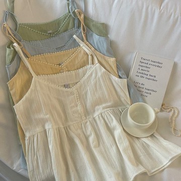 ✨精選好物✨純棉睡衣女 新款吊帶睡衣 可愛甜美睡衣 寬鬆夏季吊帶睡衣套裝 ins薄款短褲性感上衣 夏天家居服套裝