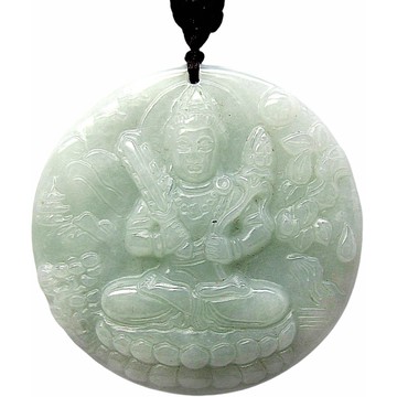 蘋果綠虛空藏菩薩 天然A貨翡翠墜鍊玉墜子項鍊H01