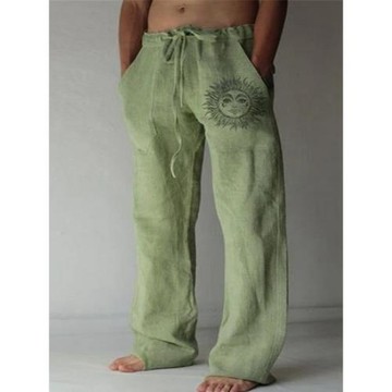 純色抽繩寬松休閑長褲 Solid-colored drawstring loose trousers