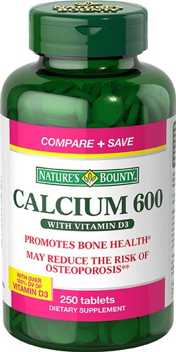 Nature's Bounty Calcium 600 with Vitamin D3 250 Tablets