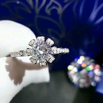 隔日到貨 月老 1克拉 6.5mm 莫桑鑽 八心八箭 水晶 戒指 可調式戒圍 不退色A32