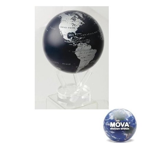 光で回る地球儀 ムーバグローブ MOVA Globe 4.5インチシリーズ(シルバー＆ブラックメタリック)