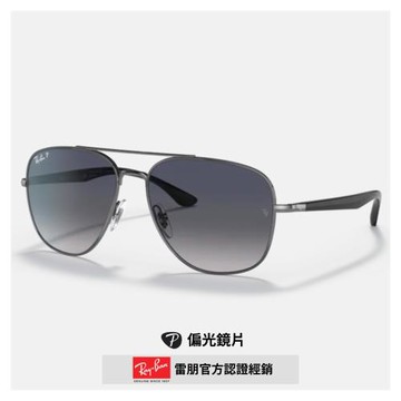 【RayBan 雷朋】雙槓金屬偏光漸層太陽眼鏡(RB3683-004/78 56mm 59mm 偏光鏡片)