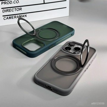 💕臺灣出貨💕magsafe磁吸支點殻適用蘋果17promax旋轉支架手機殻磨砂iPhone15