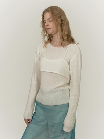 BRALETTE LAYERED KNIT SET UP [BEIGE]