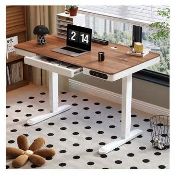 MGSHOP電動升降桌100/60CM電腦桌 辦公桌 書桌 兒童升降桌(楠洋楹木抽屜款)