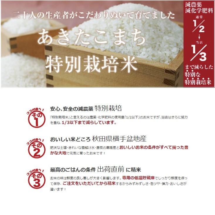 令和5年産 新米 あきたこまち 特別栽培米 10kg (2kg×5袋 ） 白米 精米済 減農薬 減化学肥料 送料無料