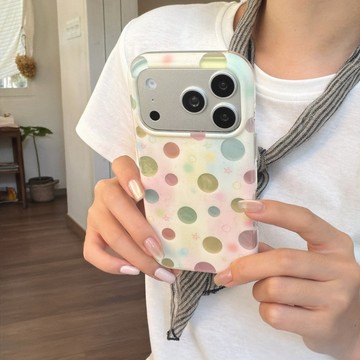 圓邊膚感暈染波點iPhone14/13適用蘋果17/16/15PROMAX手機殼防摔