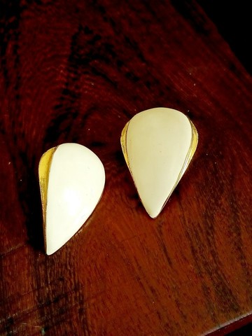 vintage jewelry  氣質簡約琺瑯 夾式耳環