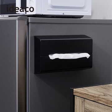 【日本ideaco】ABS壁掛/桌上兩用面紙架黑