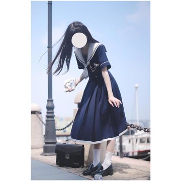 2025夏季日系JK水手服海軍領元氣少女中長款收腰學院風學生班服裙