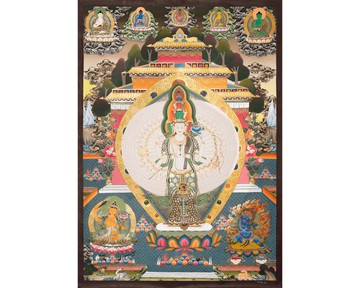 西藏觀世音菩薩唐卡——以虔誠之心製作並飾以24K金箔裝飾
