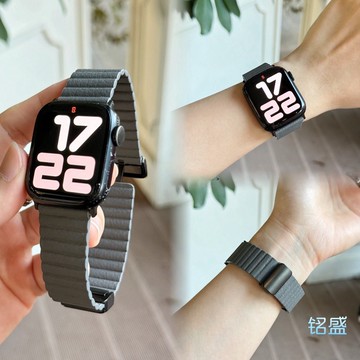 磁吸折疊扣 荔枝紋 適用於 Apple Watch 11 10 錶帶 9 8 7 6 SE 42mm 49mm 磁吸