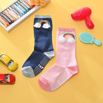 兒童中筒襪 彩虹 13-15cm-2色任選