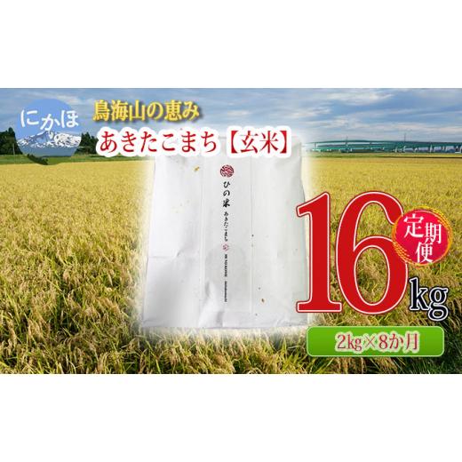 ふるさと納税 秋田県 にかほ市 《定期便》2kg×8ヶ月 鳥海山の恵み！秋田県産 あきたこまち ひの米（玄米）計16kg（2kg×8回連続）