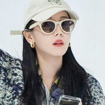 迪麗熱巴同款墨鏡女款2024新款高級感貓眼復古白框太陽鏡防紫外線