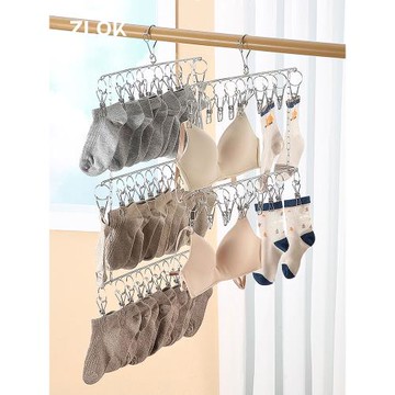 不銹鋼曬襪子衣架多架子垂直晾曬架防風多層節省空間內衣褲掛架