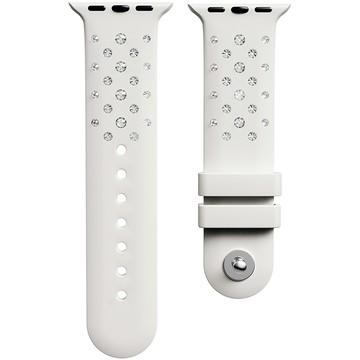 SWAROVSKI 施華洛世奇 Apple Watch 水晶矽膠錶帶 40/41mm適用-灰白(不含手錶)