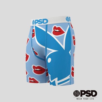 【PSD Underwear 官方旗艦店】PLAYBOY- 平口四角褲-紅脣-白色