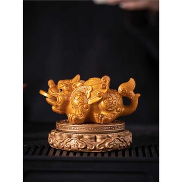 旋轉變色噴水貔貅茶寵擺件高檔精品可養茶玩茶桌茶具配件創意裝飾