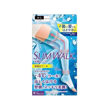 日本🇯🇵 SLIMWALK 夏季限定涼感美腿長襪｜膝上開趾階段式壓力襪 珍珠藍 S-M／M-L