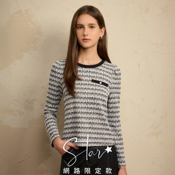 STAR 小香風撞色彈力花呢上衣