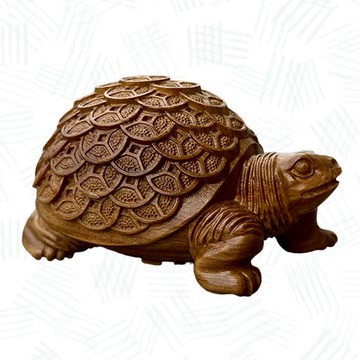 金錢龜 擺件 招財納福 綠檀木 木雕 聚財寓意 家居擺設 雕刻 255