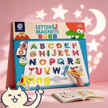 【臺灣出貨】可愛動物字母磁力鋼珠畫板 磁性繪畫塗鴉一體設計 圓滑邊角安全無毛刺 強磁鋼珠不易掉落 幼兒啟蒙認知益智教具