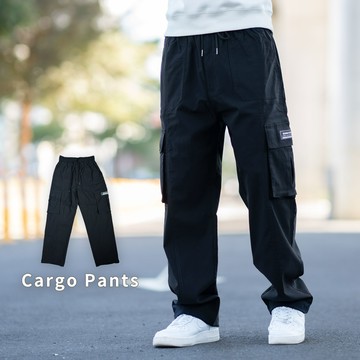 【NB2017J】男生寬版工裝褲長褲 多口袋抽繩褲腳工作褲 休閒褲 傘兵褲(UC6743)