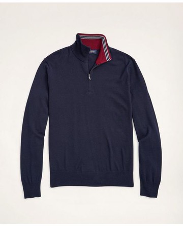 Brooks Brothers Men's Big & Tall Merino Half-Zip Sweater | Navy | Size 4X