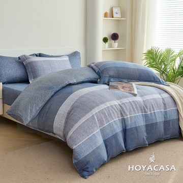 HOYACASA 雙人抗菌天絲兩用被床包四件組-藍調時光