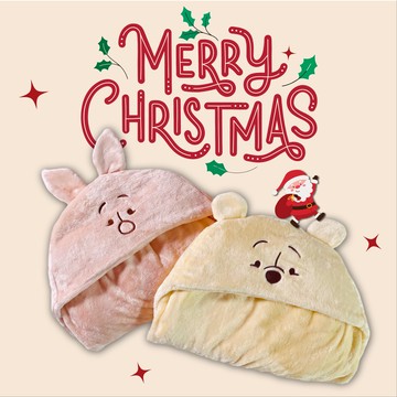 [๓聖誕快樂દᵕ̈૩⋆❆][交換禮物首選]【買禮物】小熊維尼 小豬連帽披肩絨毛毯 萬用毯 冷氣毯 交換禮物 ｜正版授權 交換禮物 聖誕節 聖誕禮物 聖誕包裝