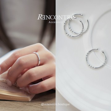 『現貨/韓國 質感圓珠設計 竹節純銀戒指』Rencontre 925純銀 細戒指 捲線 韓國戒指 純銀戒指
