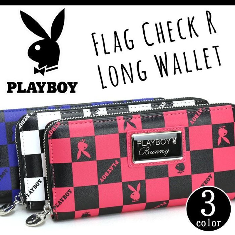 長財布 PLAYBOY プレイボーイ 財布 フラッグチェック ラウンド