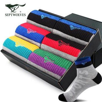 七匹狼襪子男士運動襪中筒舒適抑菌透氣竹纖維休閑襪炫彩時尚撞色