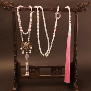 古風中式瓔珞平安項鏈 背雲項鏈 流蘇明製馬面漢服配飾 長命鎖項圈吊墜 新中式漢服配飾 項鏈吊墜 瓔珞流蘇平安鎖項鏈