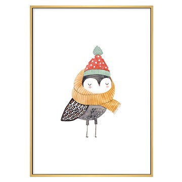 有框畫 聖誕節來的小鳥  59.4 x 42cm  木框