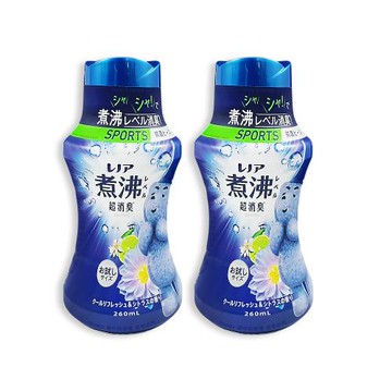 (2瓶超值組)日本P&G Lenor蘭諾-煮沸般超消臭汗味衣物除臭芳香顆粒香香豆260ml/瓶-運動清爽(深藍色)(香氛柔軟精,室內晾曬防臭劑)