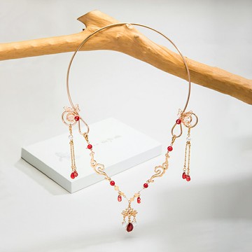 【紅靈】瓔珞項圈女漢服配飾古風項鏈流蘇吊墜明制坦領頸鏈飾品