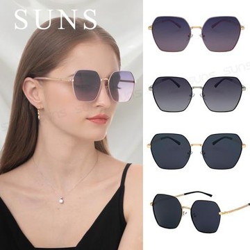 【SUNS】時尚金屬大框墨鏡 多邊形偏光墨鏡 修臉神氣 防眩光/遮陽/輕盈材質/抗UV400 S941