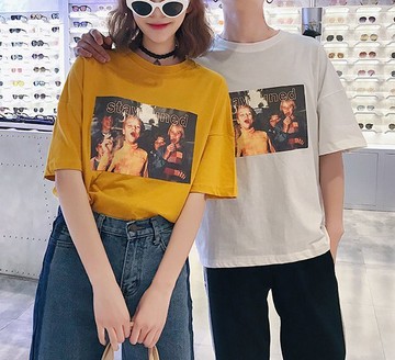 FINDSENSE H1 2018 夏季 新款 情侶 趣味 印花  寬鬆 五分袖 男女 T恤 短袖 時尚 潮上衣