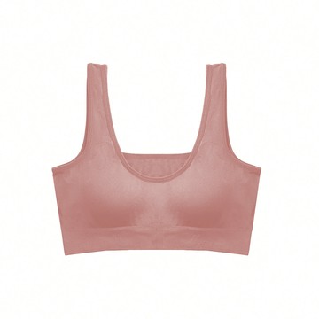 【彈力寬肩】無縫零著感BraTop內衣 - L / 燻玫粉