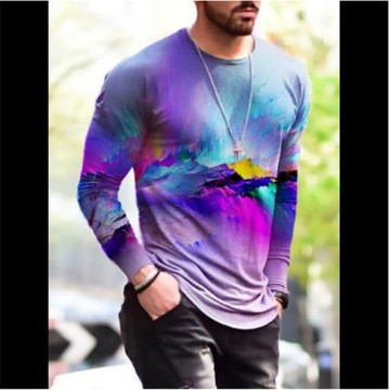 Digital printed fashionable round neck top3d印花時尚圓領上衣